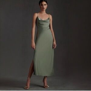 Sachin + Babi Sage Green Satin Midi Dress